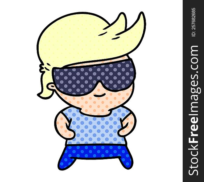 Cartoon Kawaii Kid With Shades