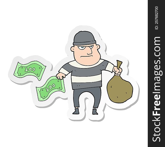 sticker of a cartoon bank robber