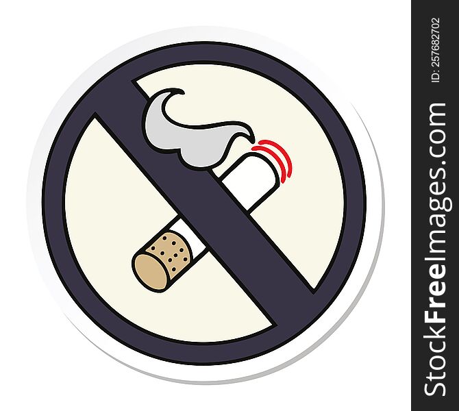 sticker of a cute cartoon no smoking allowed sign