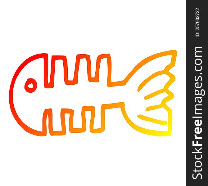 warm gradient line drawing cartoon fish bones