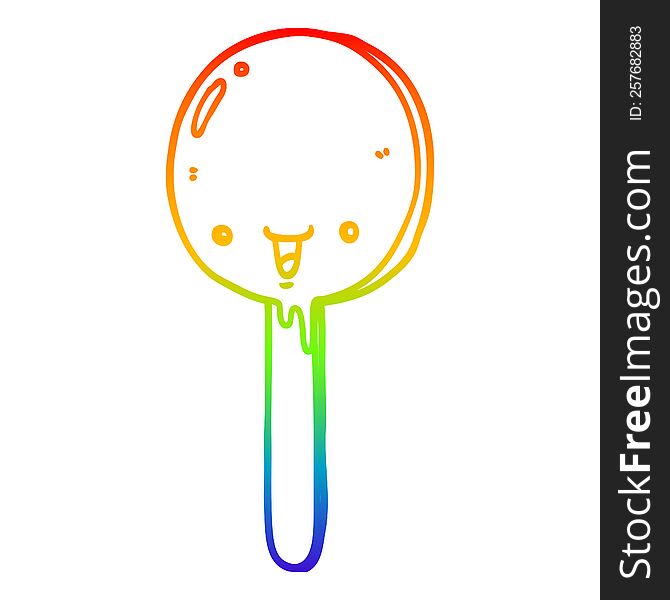 Rainbow Gradient Line Drawing Cartoon Candy Lollipop