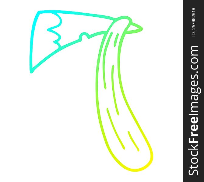 cold gradient line drawing of a cartoon bloody axe