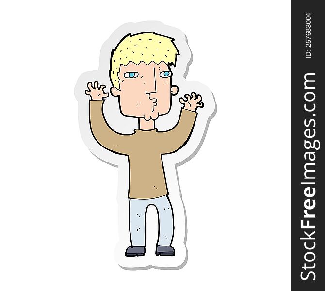 Sticker Of A Cartoon Anxious Man