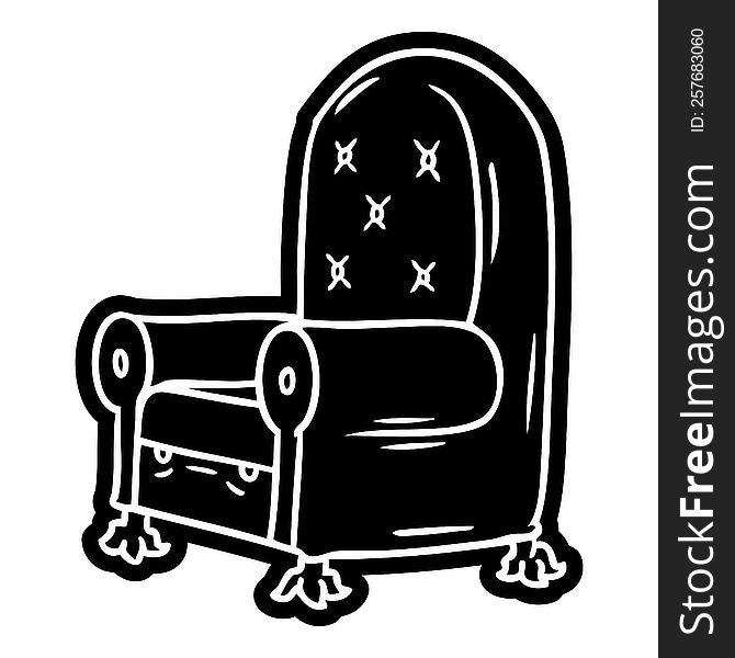 cartoon icon of a blue arm chair. cartoon icon of a blue arm chair