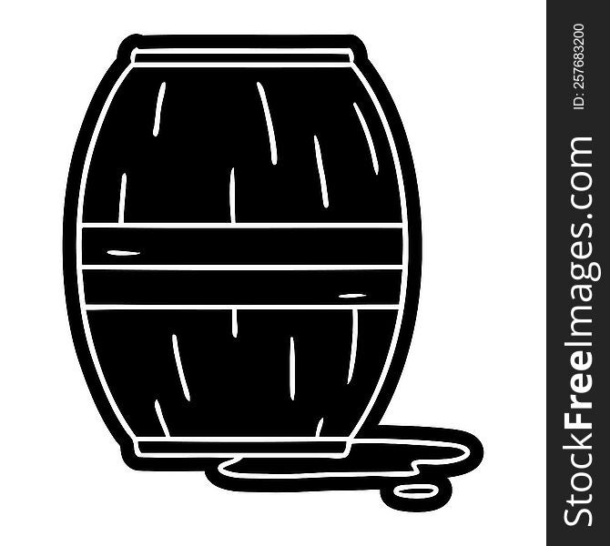 Cartoon Icon Drawing Of A Wine Barrel