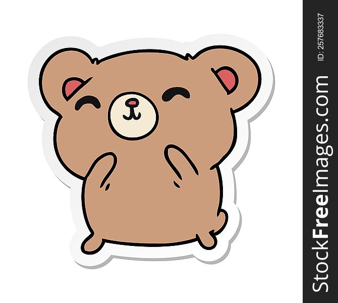 sticker cartoon illustration kawaii cute happy bear. sticker cartoon illustration kawaii cute happy bear