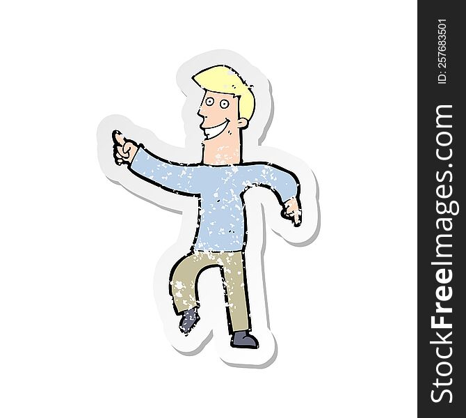 Retro Distressed Sticker Of A Cartoon Grinning Man