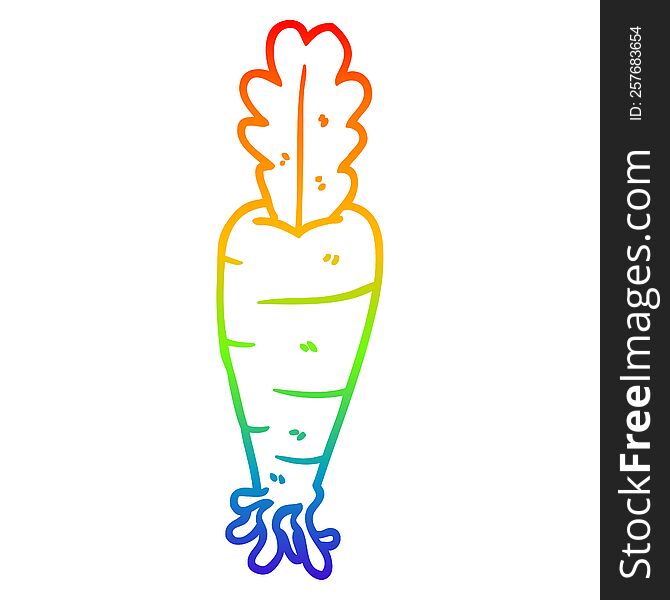 rainbow gradient line drawing of a cartoon carrot