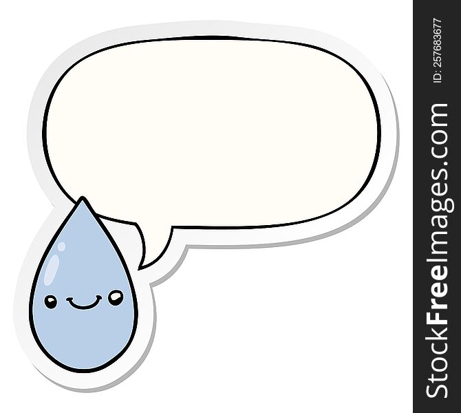 cartoon cute raindrop with speech bubble sticker