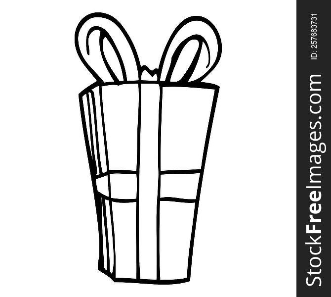 Line Drawing Cartoon Wrapped Present
