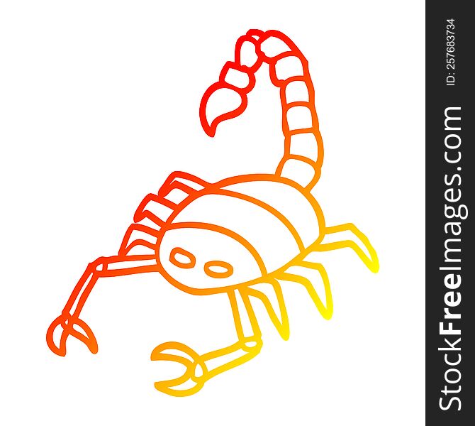 Warm Gradient Line Drawing Cartoon Scorpion