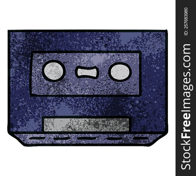 Textured Cartoon Doodle Of A Retro Cassette Tape