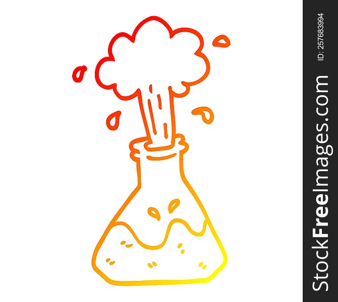 warm gradient line drawing of a cartoon exploding chemical set