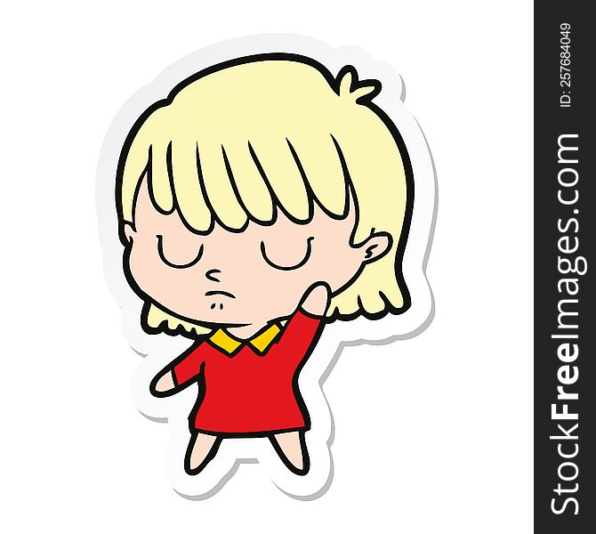 sticker of a cartoon woman