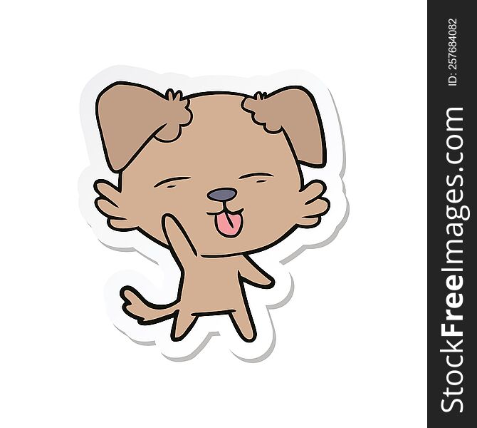 Sticker Of A Cartoon Dog Sticking Out Tongue