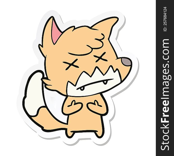 Sticker Of A Cartoon Cross Eyed Fox