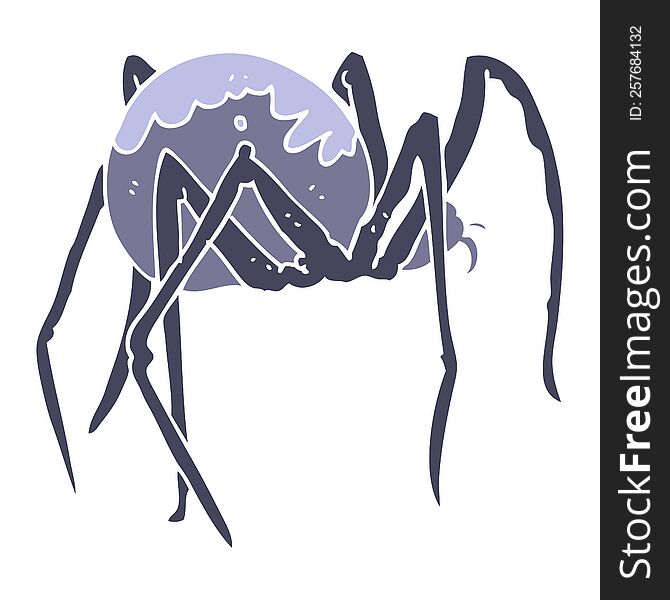 flat color illustration of a cartoon creepy spider