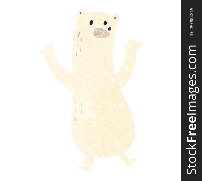 retro illustration style quirky cartoon polar bear. retro illustration style quirky cartoon polar bear