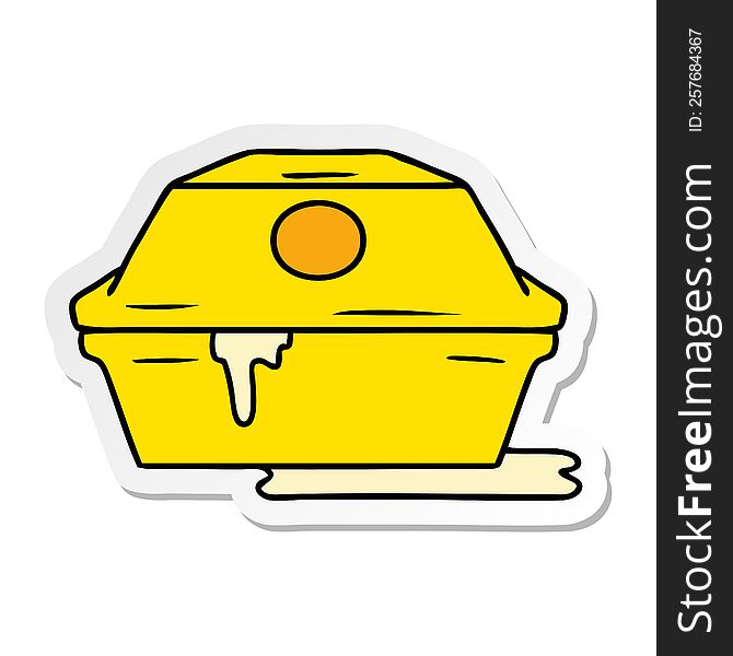 Sticker Cartoon Doodle Of A Fast Food Burger Container