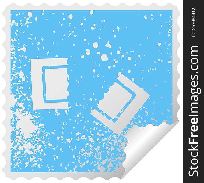 Distressed Square Peeling Sticker Symbol Cinema Ticket