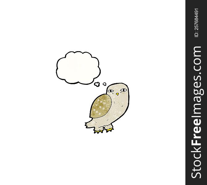 Cartoon Wise Owl With Thought Bubble