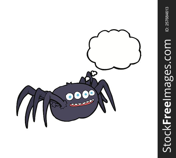 Cartoon Spooky Spider With Thought Bubble