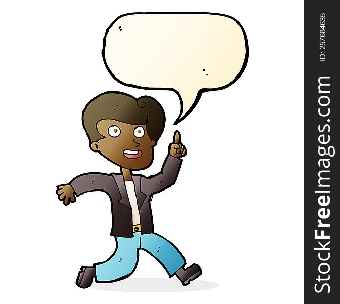 cartoon man with great idea with speech bubble