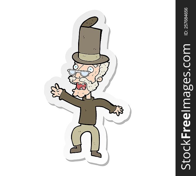 Sticker Of A Cartoon Old Man In Top Hat