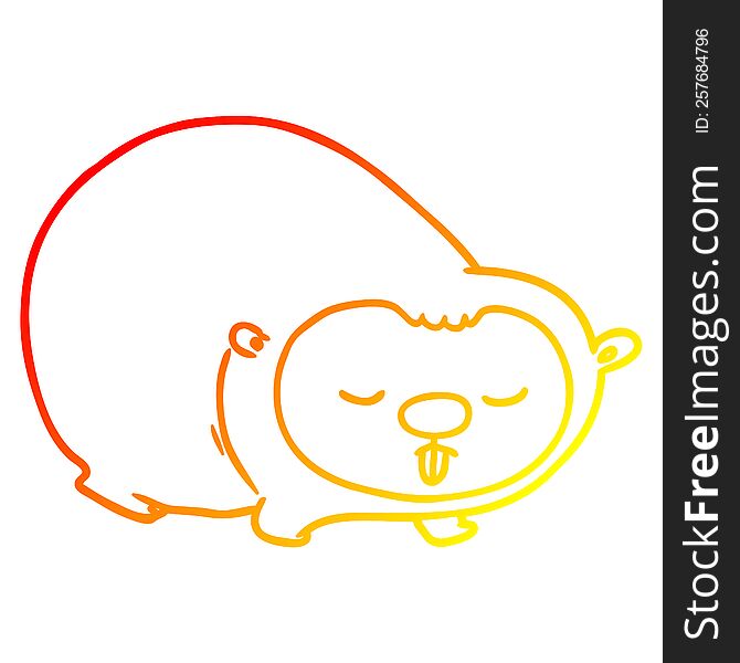 Warm Gradient Line Drawing Cartoon Wombat