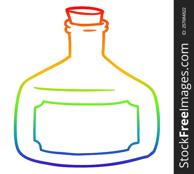rainbow gradient line drawing of a old bottle cartoon