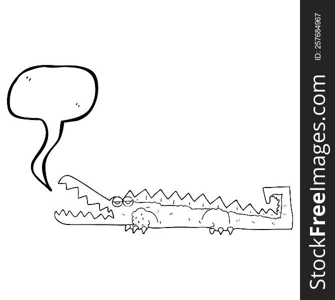 freehand drawn speech bubble cartoon crocodile