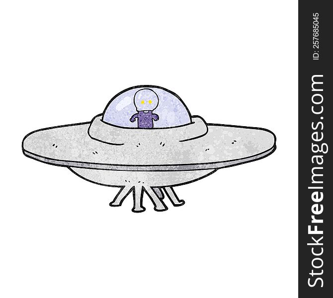 freehand textured cartoon alien flying saucer