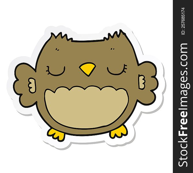 Sticker Of A Cute Cartoon Owl