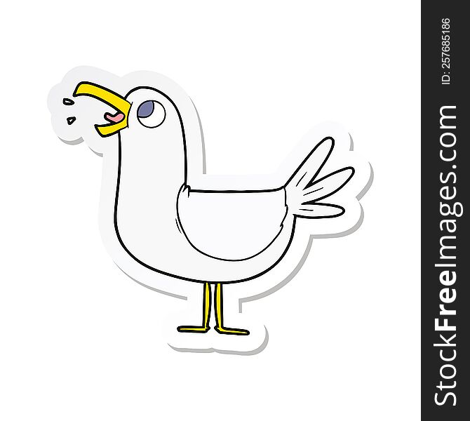 sticker of a cartoon seagull