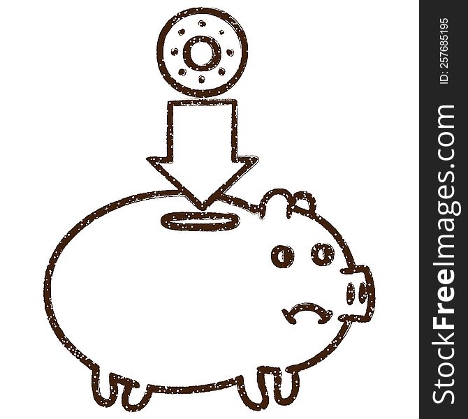 Piggy Bank Charcoal Drawing