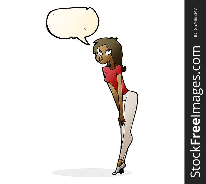 cartoon attractive girl with speech bubble