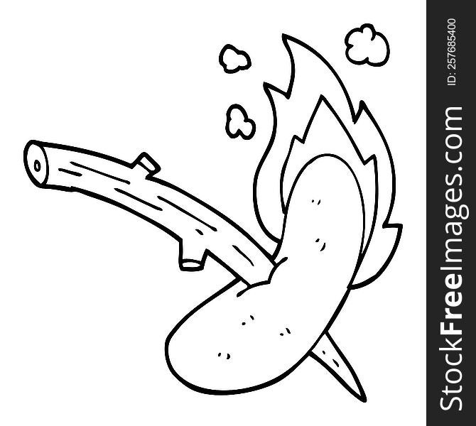 line drawing cartoon of a hot dog