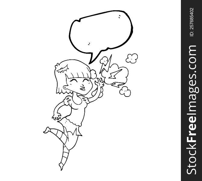 speech bubble cartoon vampire girl flying