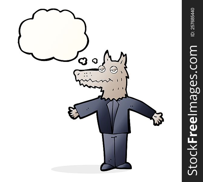 Cartoon Wolf With Thought Bubble