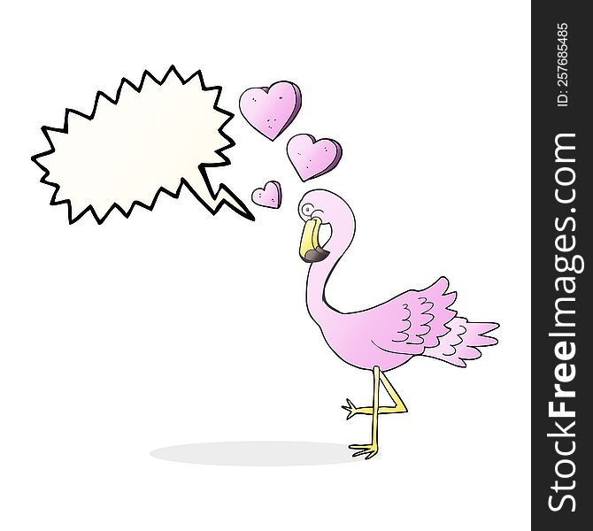 Speech Bubble Cartoon Flamingo In Love