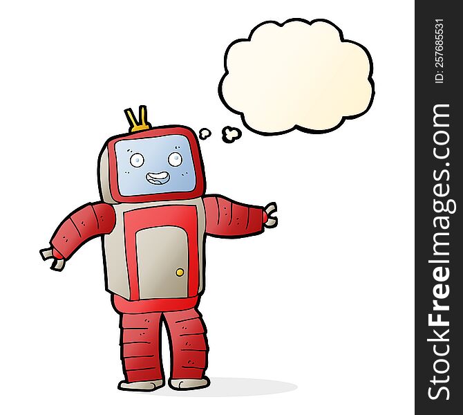 cartoon robot with thought bubble