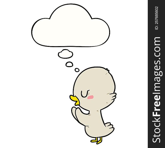cartoon duckling with thought bubble. cartoon duckling with thought bubble