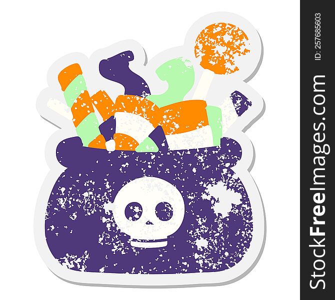 Bag Of Halloween Candy Grunge Sticker