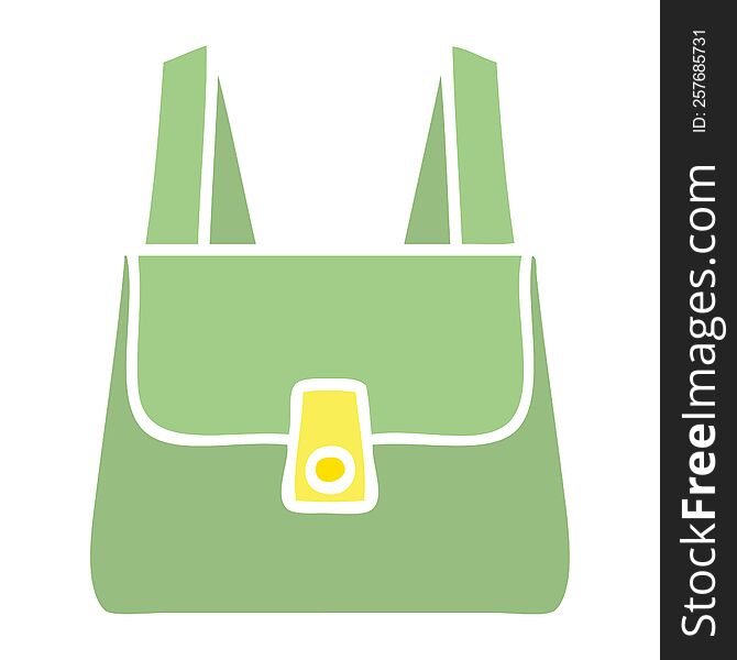 Flat Color Retro Cartoon Green Bag