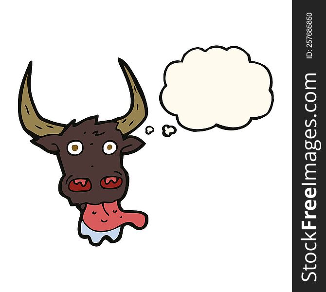 Cartoon Cow Face With Thought Bubble