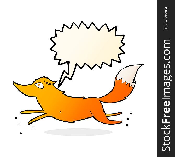 Cartoon Fox Running With Speech Bubble