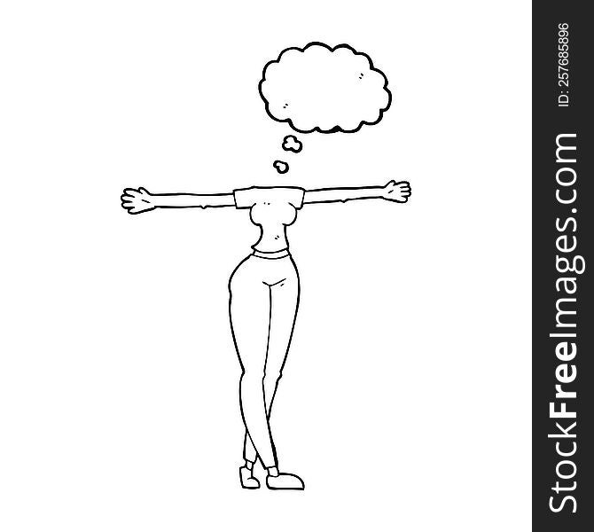 Thought Bubble Cartoon Female Body With Wide Arms