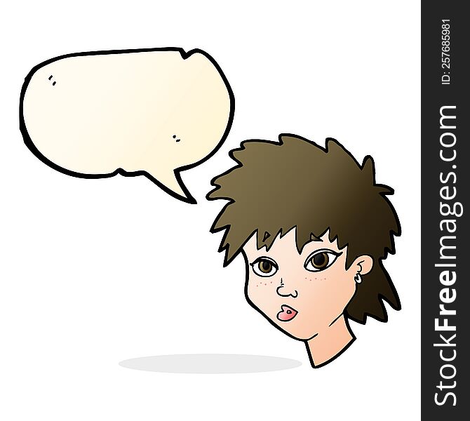 Cartoon Curious Girl With Speech Bubble