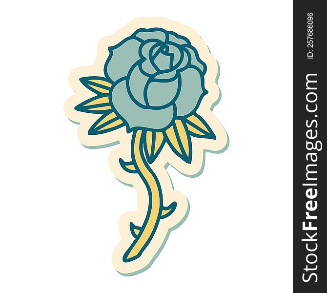 sticker of tattoo in traditional style of a rose. sticker of tattoo in traditional style of a rose