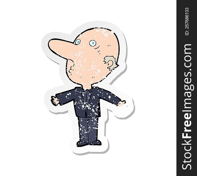 retro distressed sticker of a cartoon confused middle aged man